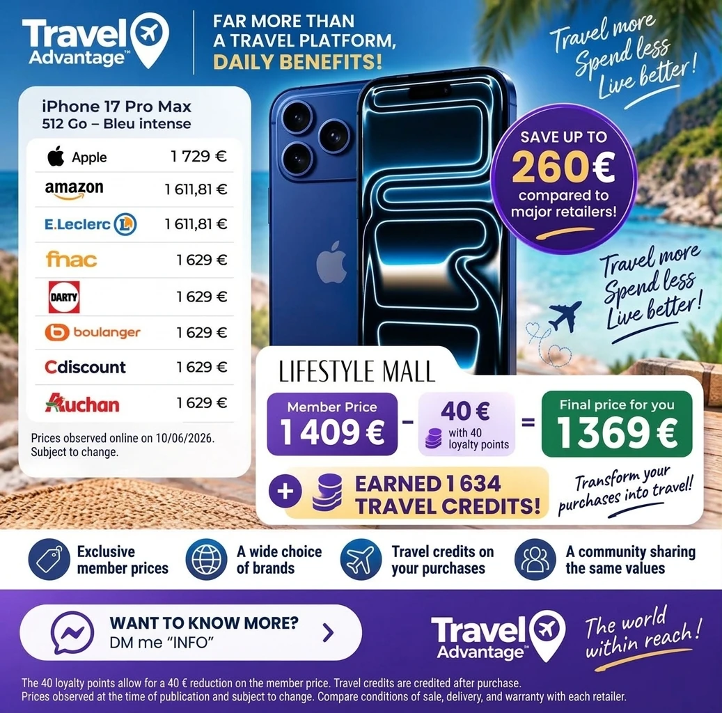 iPhone price comparison example on the Travel Advantage Lifestyle Mall